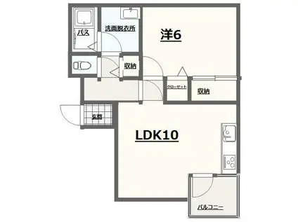 クレッセントコート(1LDK/1階)の間取り写真