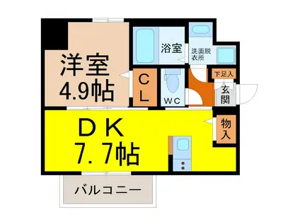 メイクス上前津IV(1DK/10階)の間取り写真