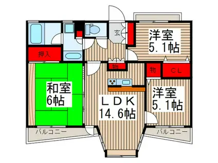 ライオンズヒルズ川口戸塚(3LDK/4階)の間取り写真