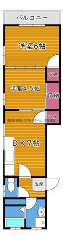 東マンション(2DK/3階)の間取り写真