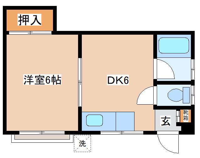 ナカネマンション(1DK/2階)の間取り写真