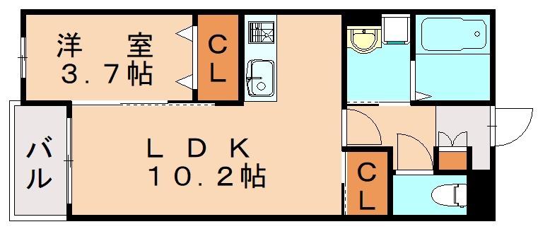 カーサガーデン相生町(1LDK/1階)の間取り写真