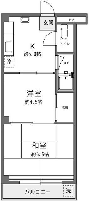 西東ハイツ南野(2K/4階)の間取り写真