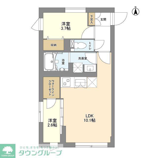 ウェルスクエア中野坂上II(2LDK/2階)の間取り写真