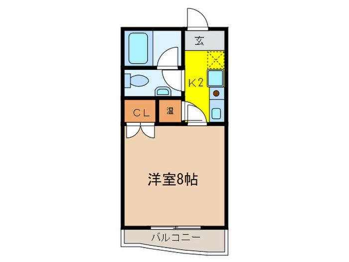ベルシェ西ノ内(1K/3階)の間取り写真