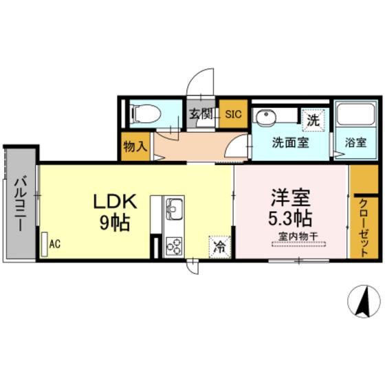 グランメゾン霞(1LDK/3階)の間取り写真
