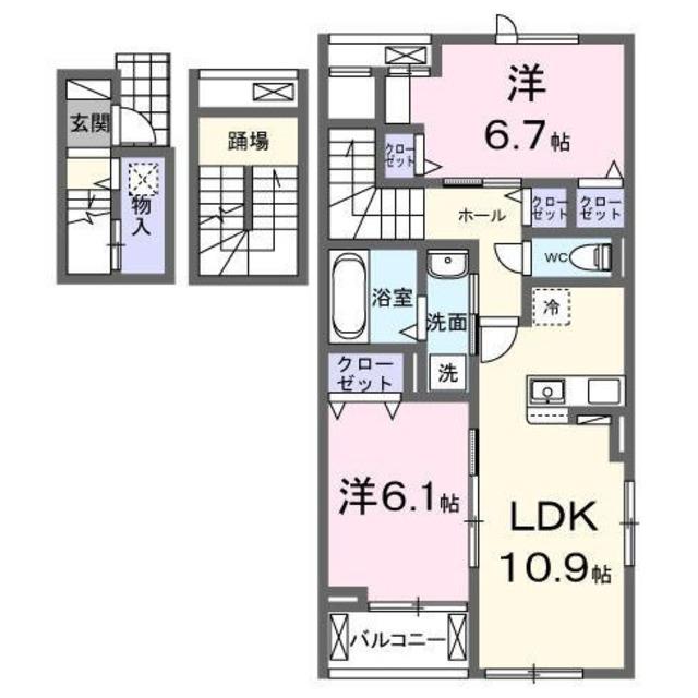 パラッツオ ビアンカ(2LDK/3階)の間取り写真