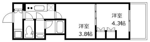 GENOVIA世田谷桜(2K/3階)の間取り写真