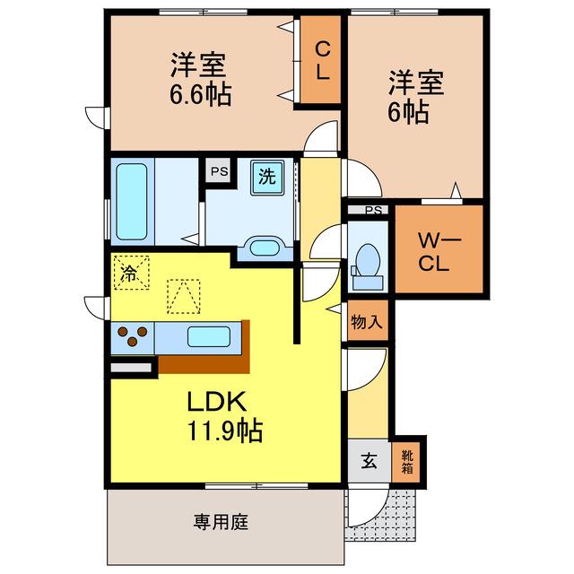 アリエッタ(2LDK/1階)の間取り写真