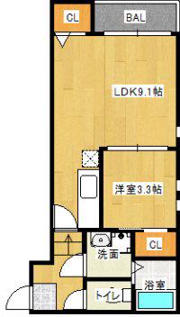 GRANDTICクレアシオン(1LDK/1階)の間取り写真