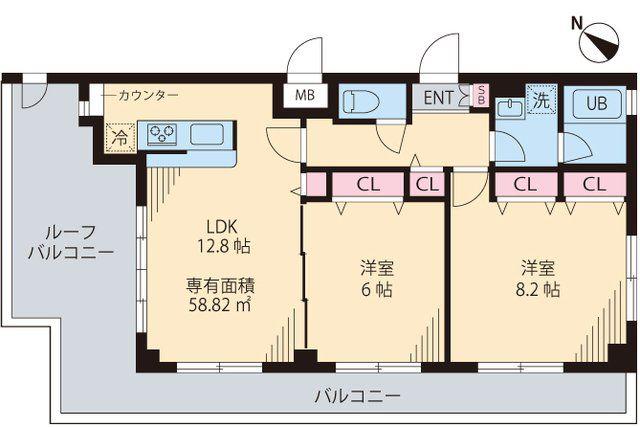ベルプレジール(2LDK/5階)の間取り写真