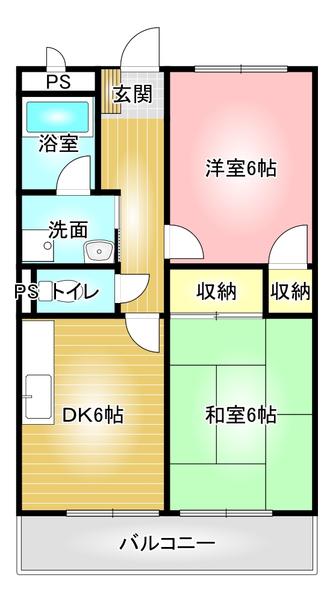 サンサープラスI(2DK/1階)の間取り写真