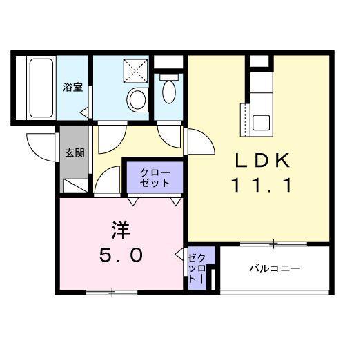 ポルテボヌール本牧(1LDK/3階)の間取り写真