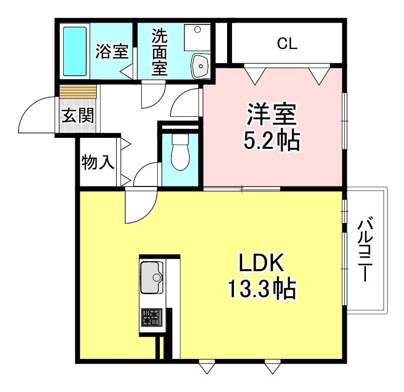 サニーコート夢咲き(1LDK/1階)の間取り写真