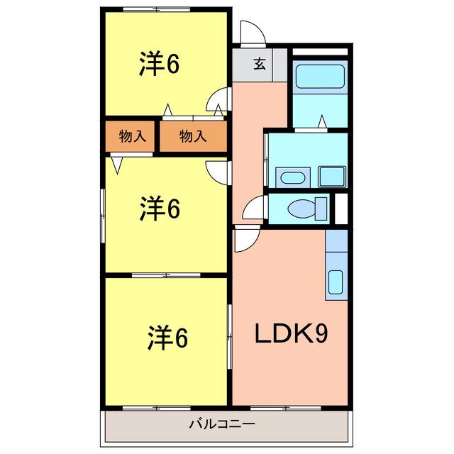 プラチナハイツ安井III(3LDK/2階)の間取り写真