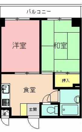 レジデンス秀(2K/3階)の間取り写真
