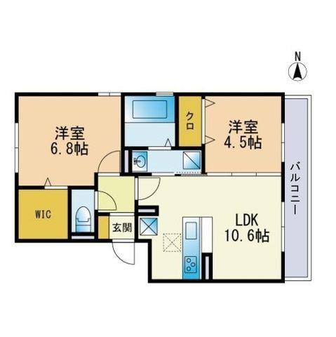 D-ROOM笹山ヒルズ(2LDK/2階)の間取り写真
