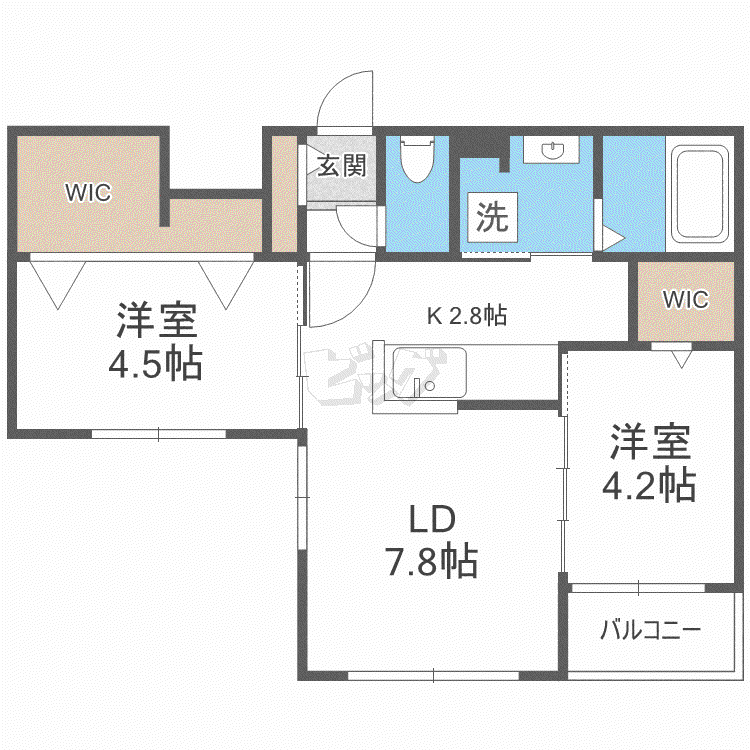 LUNON SAPPORO STA(2LDK/4階)の間取り写真