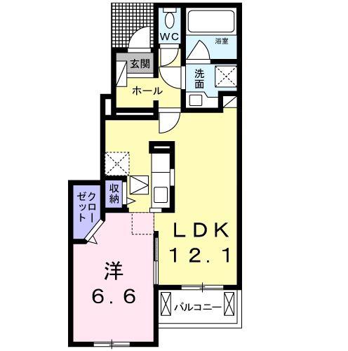 ブルーメン シュトラーセ(1LDK/1階)の間取り写真
