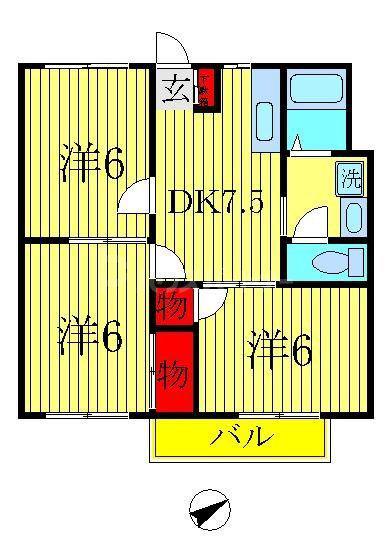 アークス柏の葉(3DK/2階)の間取り写真