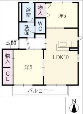 メゾン・デュ・シーニュA棟(2LDK/1階)の間取り写真