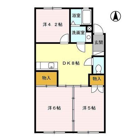 東校グリーンハイツ(3DK/1階)の間取り写真