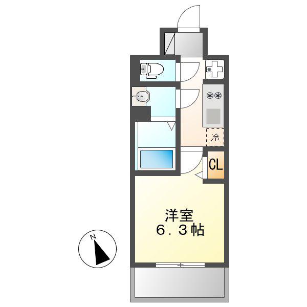 アステリ鶴舞トゥリア(1K/9階)の間取り写真