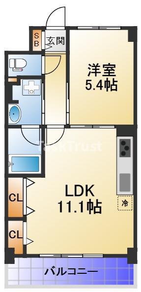 FORTUNA北梅田(1LDK/2階)の間取り写真