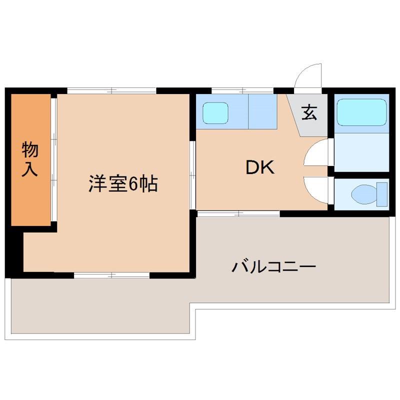 向川原土井マンション(1DK/3階)の間取り写真