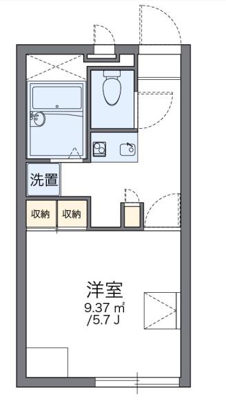 レオパレスメープル(1K/1階)の間取り写真