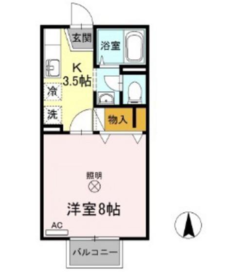メゾンたちばなC棟(1K/2階)の間取り写真