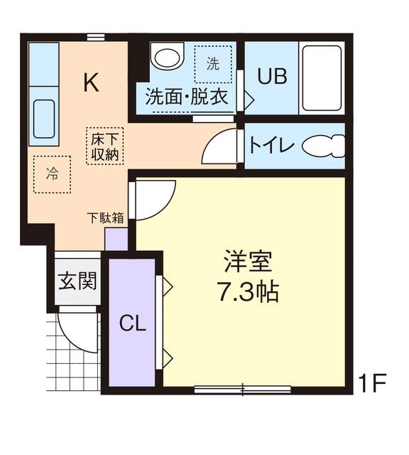 モアール(1K/1階)の間取り写真