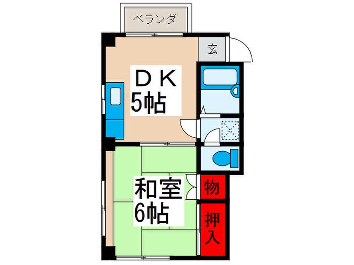 イケダハイツ(1DK/2階)の間取り写真