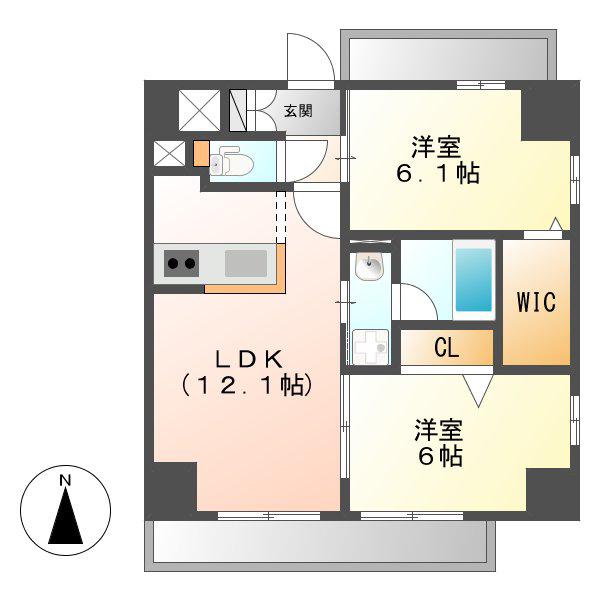 エスペランサ泉(2LDK/8階)の間取り写真