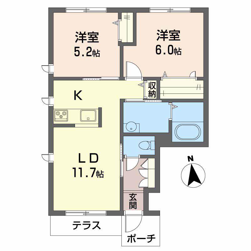 シャーメゾンふみ(2LDK/1階)の間取り写真