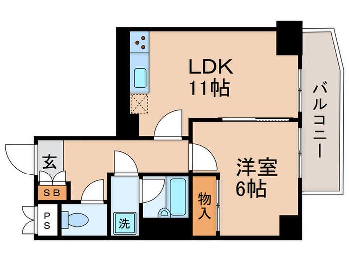 NEO ROOMELIA(1LDK/9階)の間取り写真