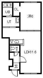 ティラトーレII(1LDK/1階)の間取り写真