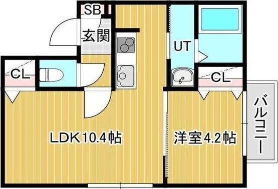 ビナーリオ旭山公園通(1LDK/2階)の間取り写真