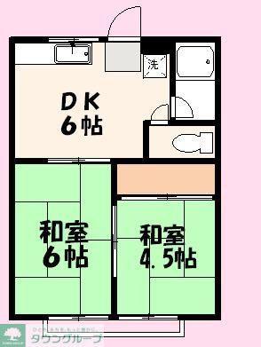 ふじコーポA棟(2DK/1階)の間取り写真