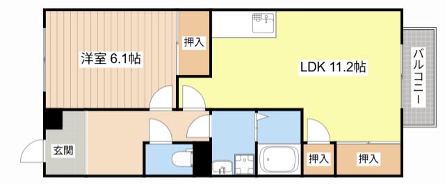GRANDPURE(1LDK/2階)の間取り写真