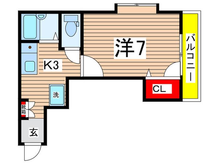 上西ビル(1K/2階)の間取り写真