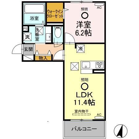 ラ・ルーチェ (1LDK/1階)の間取り写真