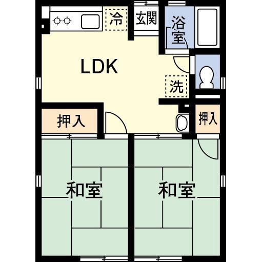 シティハイム島野(2DK/2階)の間取り写真