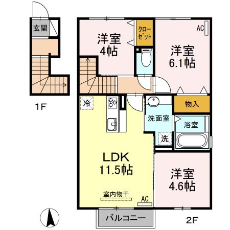 さくら 弐(3LDK/2階)の間取り写真