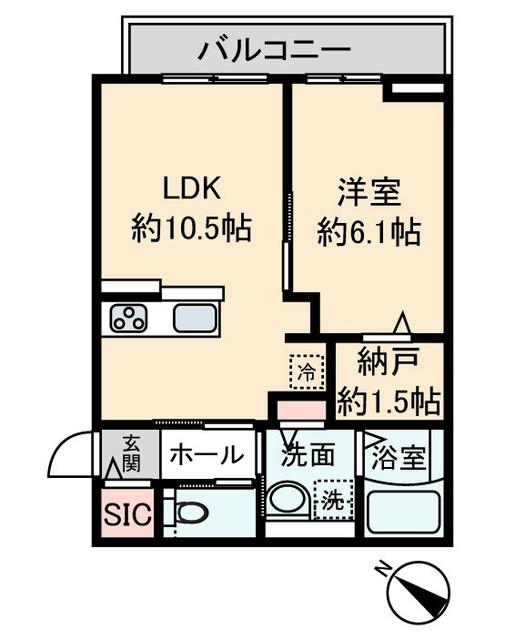 アリビオ・セレーノ横浜西寺尾(1LDK/3階)の間取り写真