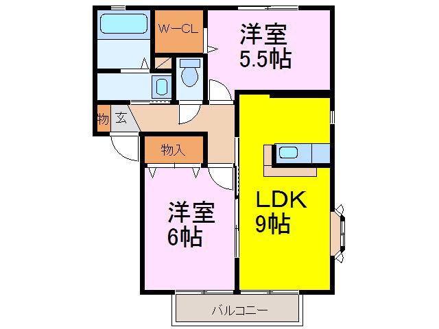 エクセレントE棟(2LDK/2階)の間取り写真