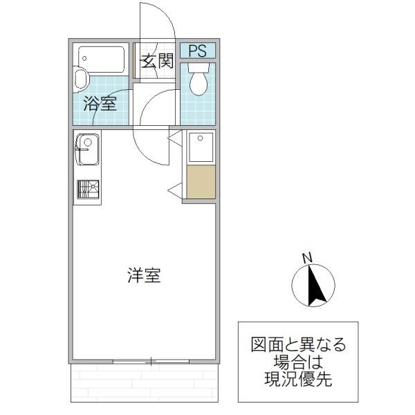 KハイツA棟(ワンルーム/1階)の間取り写真