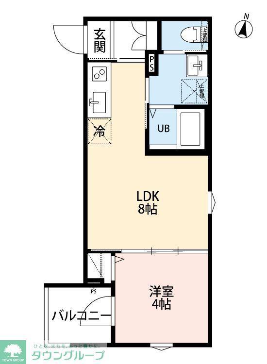 ヘゼリヒフラット 中浦和(1LDK/1階)の間取り写真