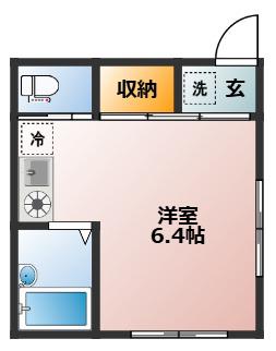 常盤荘(ワンルーム/1階)の間取り写真