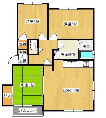 ハイツドルフィン(3LDK/2階)の間取り写真
